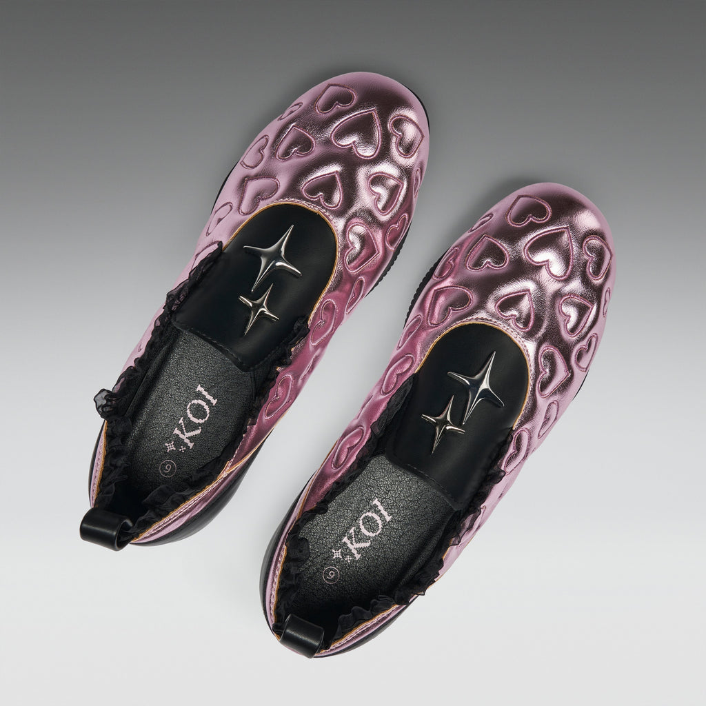 KOI Heartbreaker Sporty Slip On Shoes- Pink-Clearance