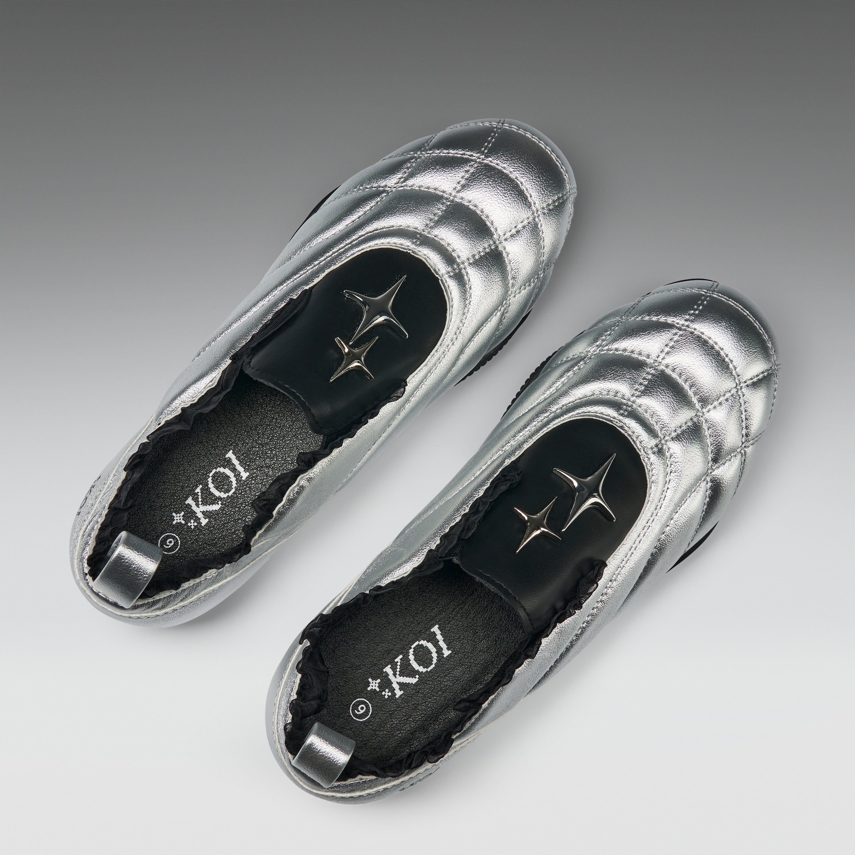 KOI Heartbreaker Sporty Slip On Shoes- Silver