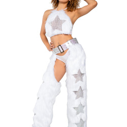 Light-Up Faux Fur/Glitter Vinyl Star Halter