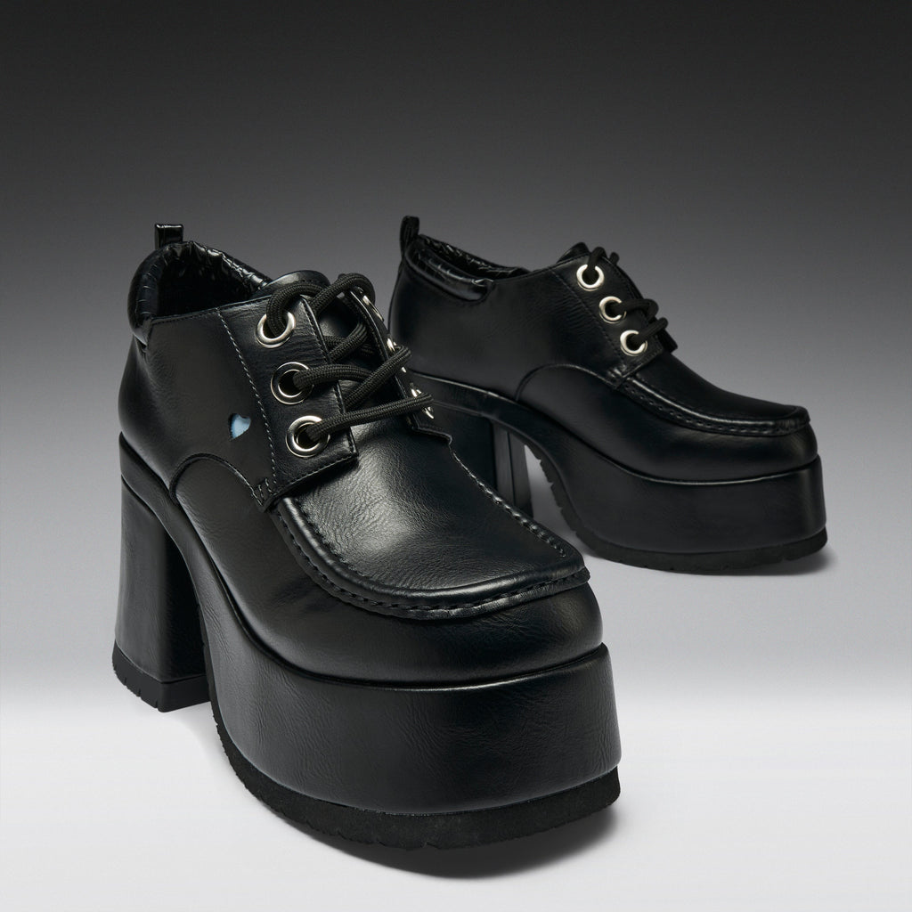 KOI Kinetic Chunky Heeled Shoes-Black-Clearance