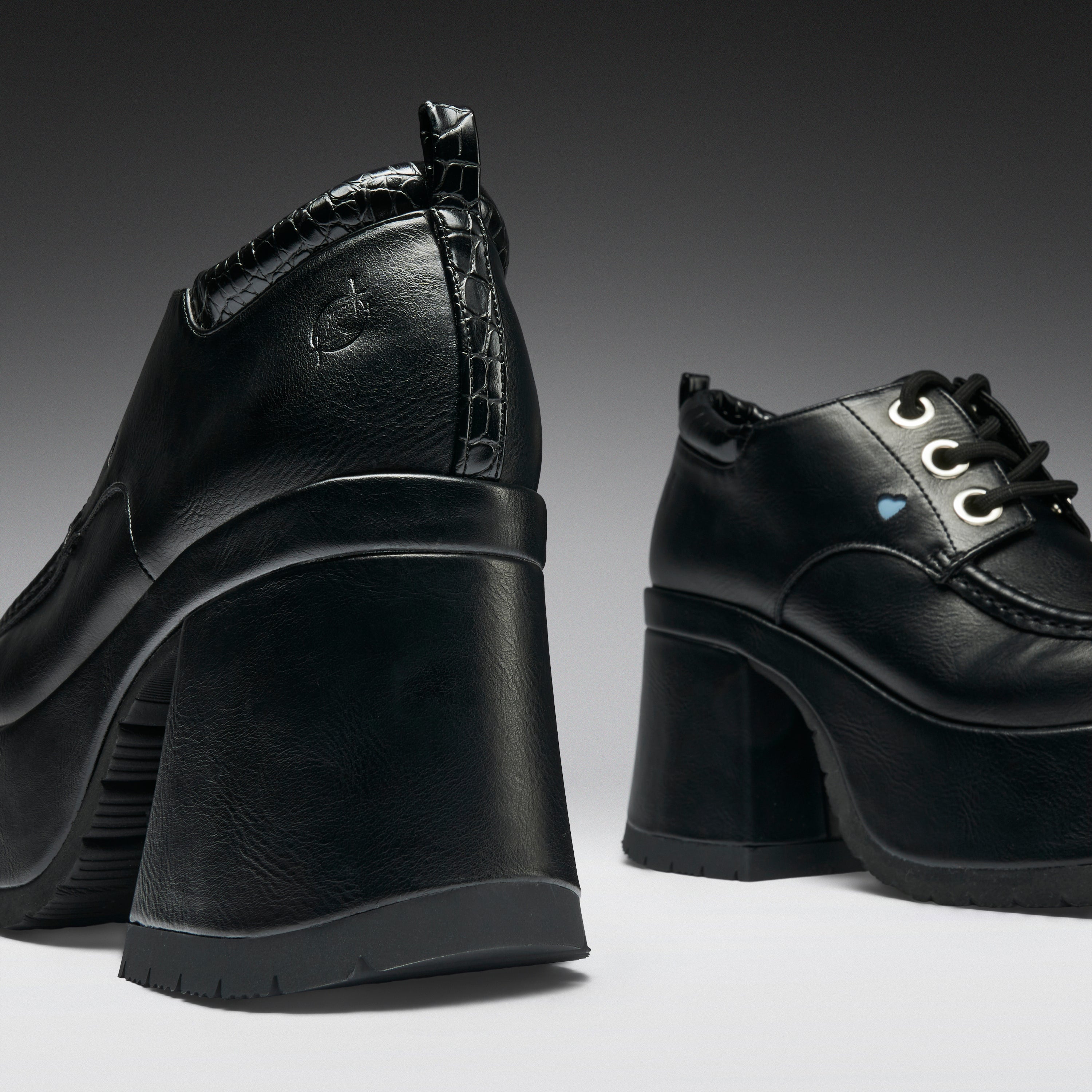 KOI Kinetic Chunky Heeled Shoes-Black-Clearance