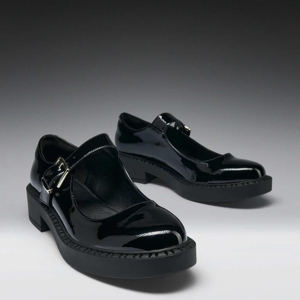 KOI Kishi Tale Black Patent Flat Mary Jane Shoes-Clearance