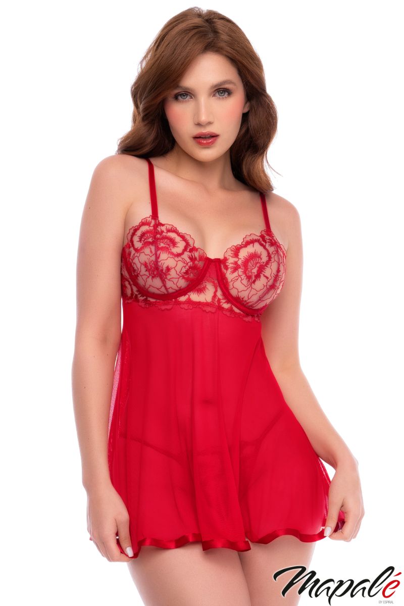 Mapale Floral Embroidered Babydoll