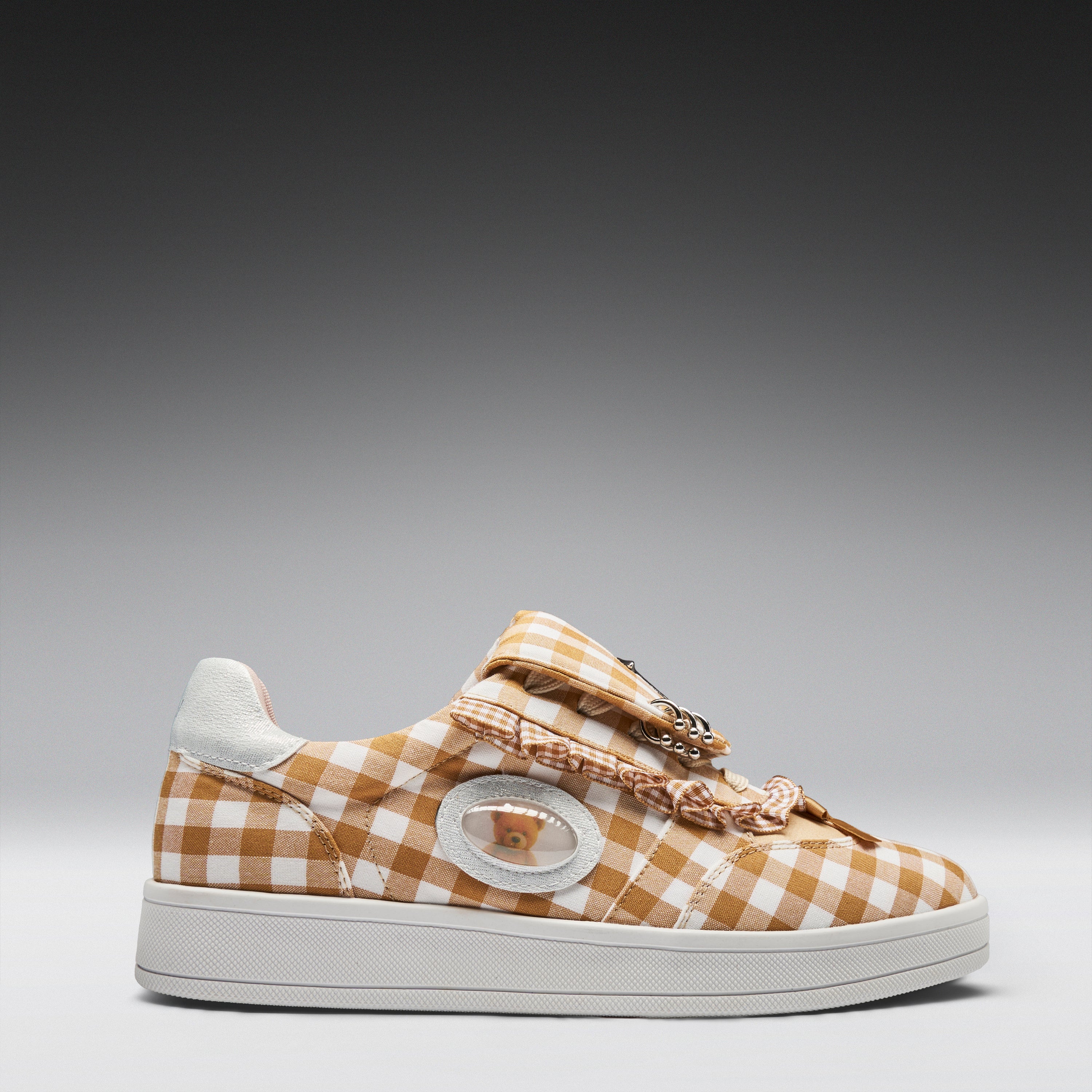 KOI Magic Teddy Bear Gingham Flat Shoes - Brown