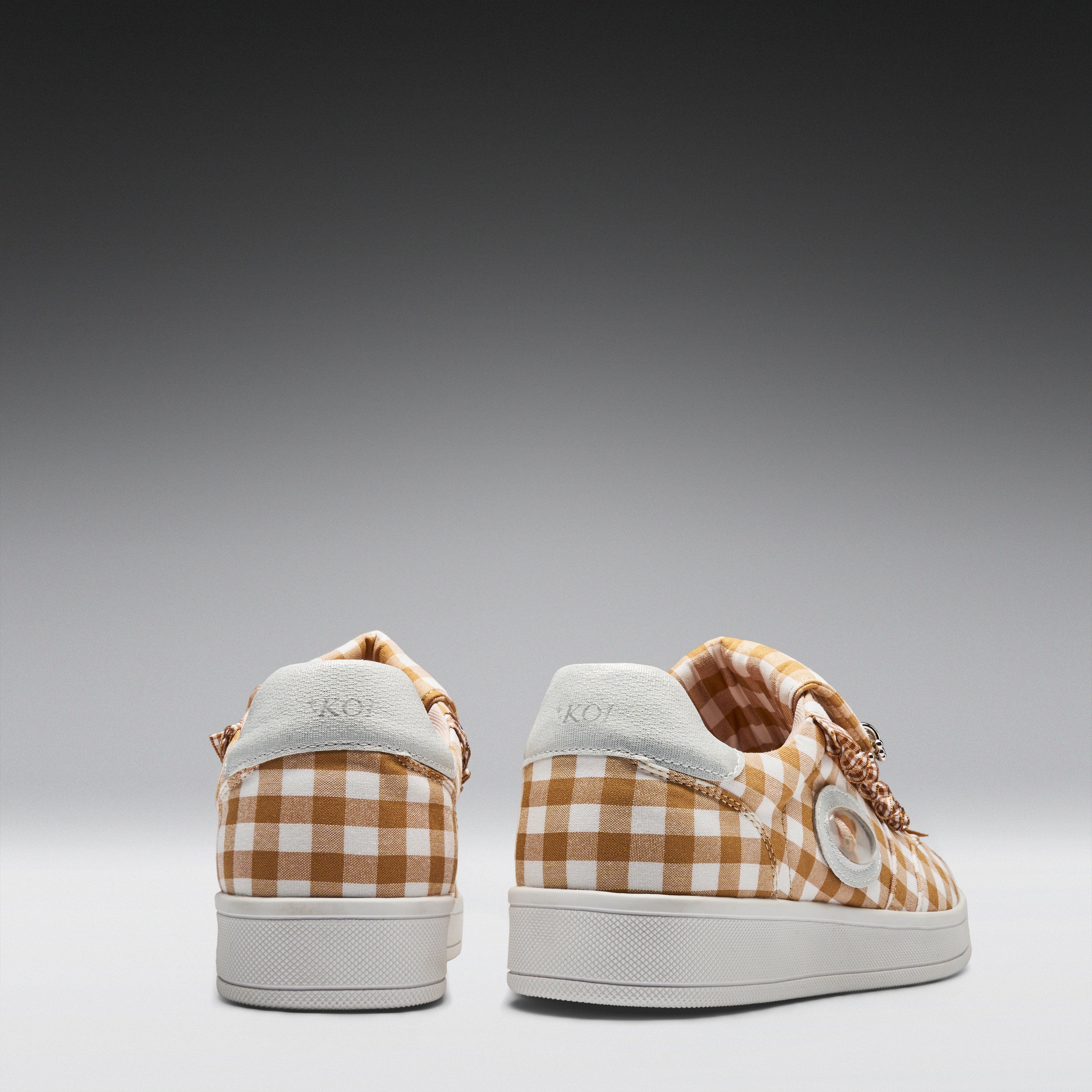 KOI Magic Teddy Bear Gingham Flat Shoes - Brown