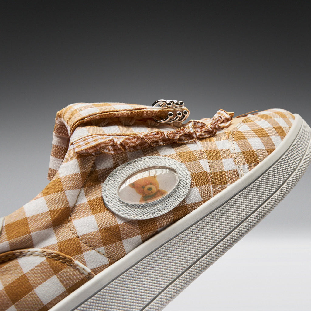 KOI Magic Teddy Bear Gingham Flat Shoes - Brown
