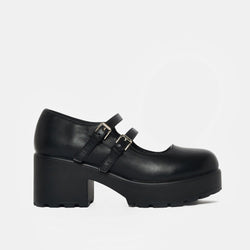 Mura Double Strap Shoes-Black-Size 7-Clearance