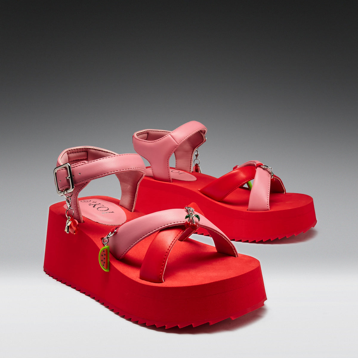 KOI Orchard Flatform Charm Sandals - Red-Clearance