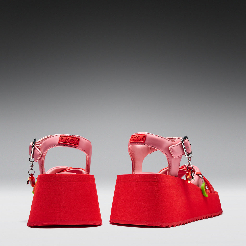 KOI Orchard Flatform Charm Sandals - Red-Clearance
