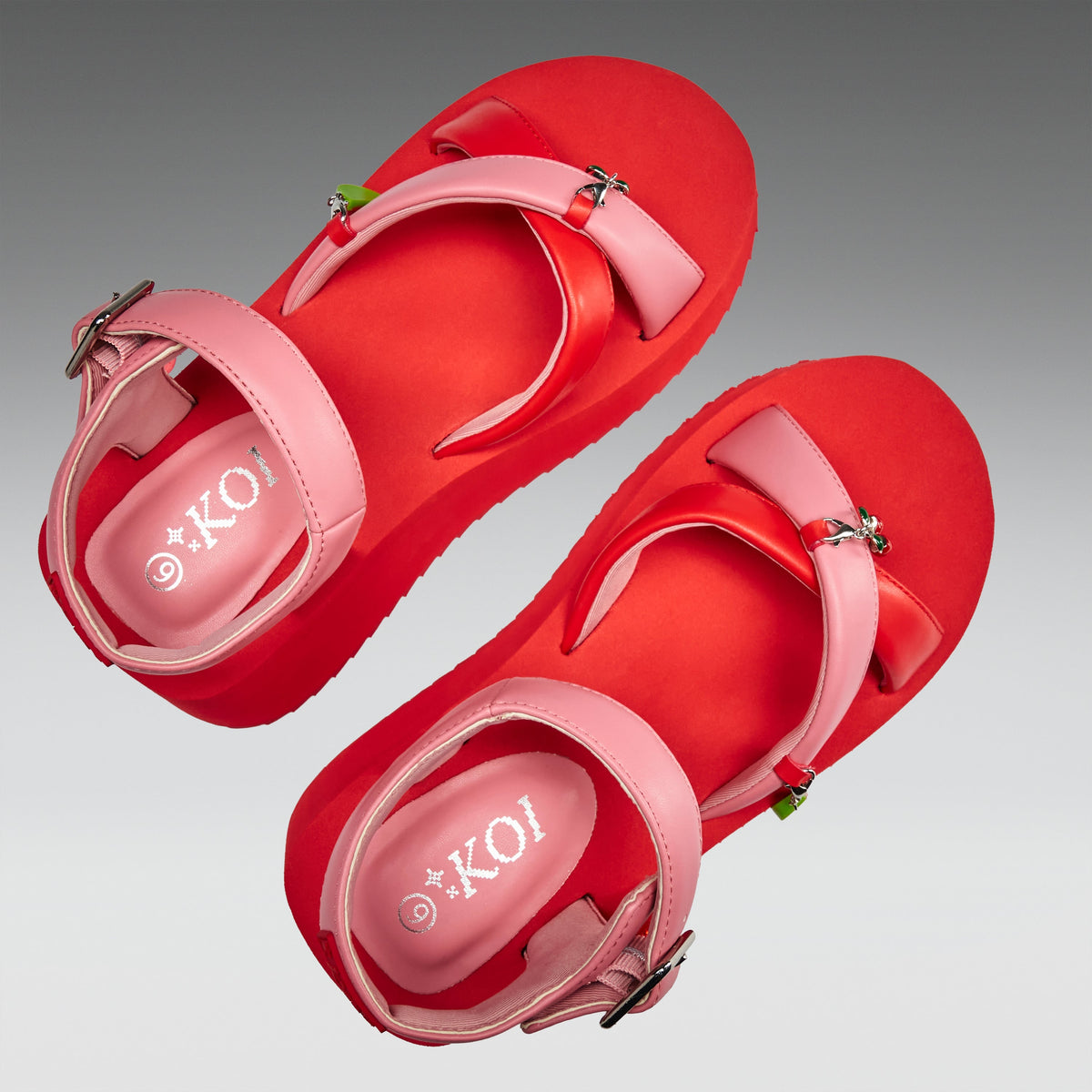 KOI Orchard Flatform Charm Sandals - Red-Clearance