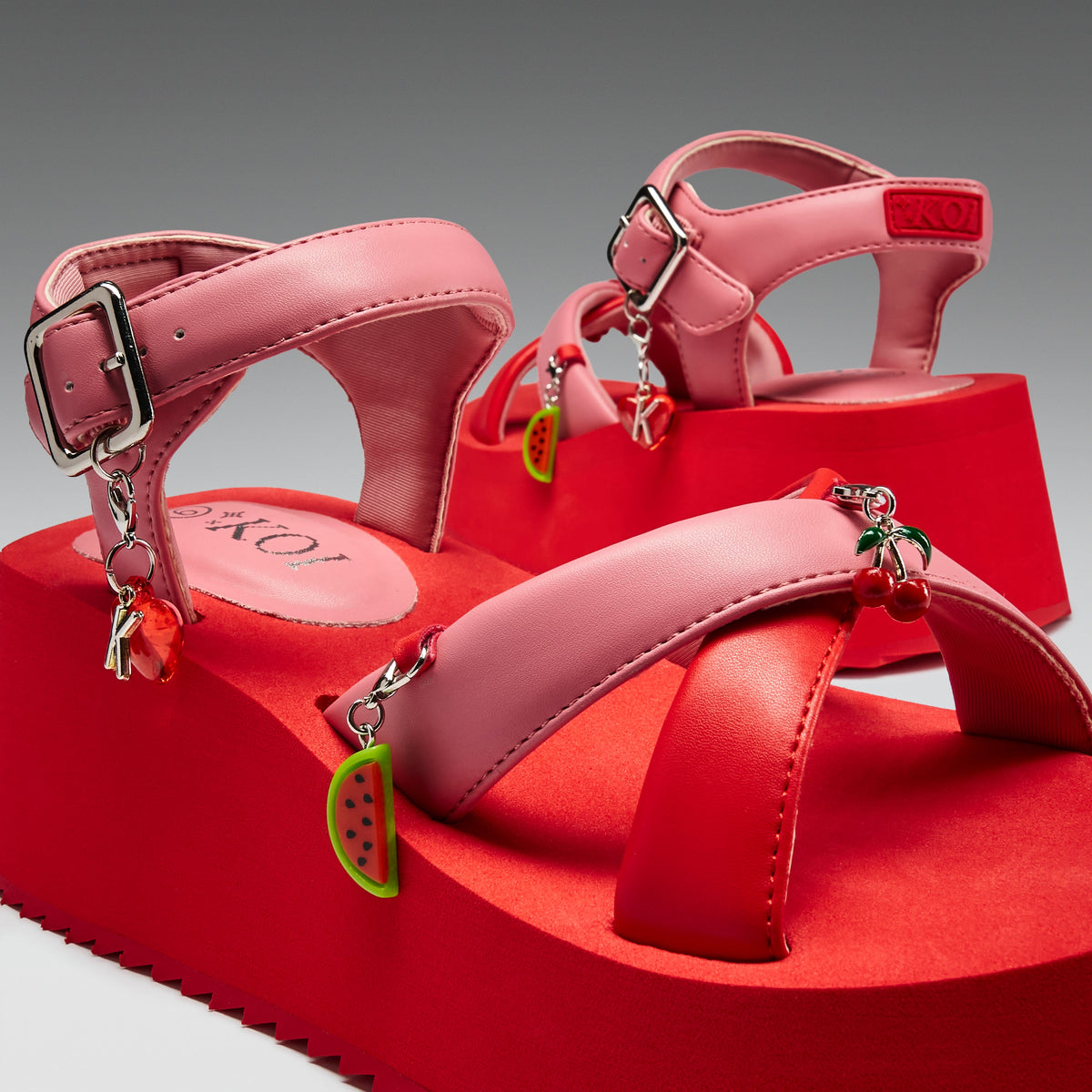 KOI Orchard Flatform Charm Sandals - Red-Clearance