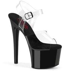 Pleaser Passion-708-Clear/Black-Size 9-Clarance