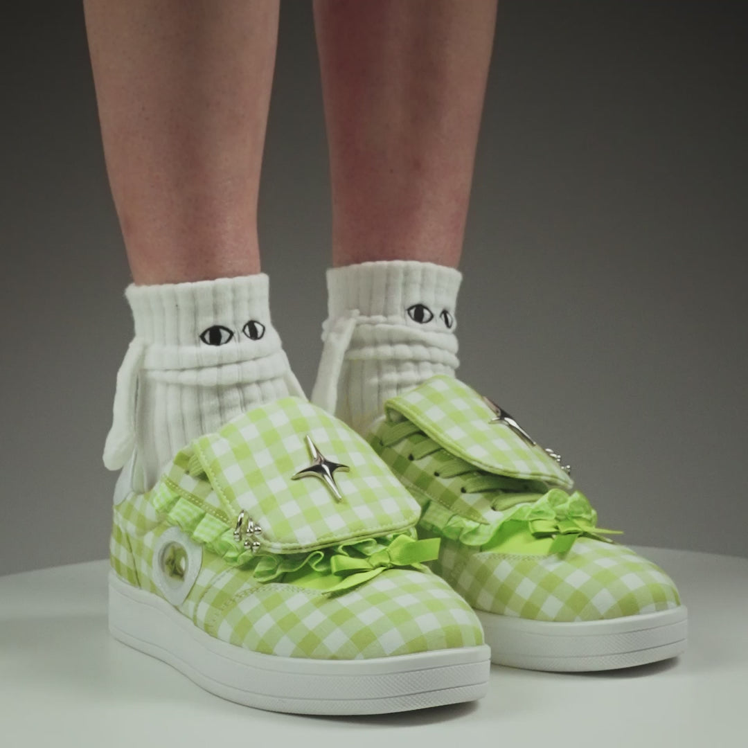 KOI Magic Turtles Gingham Flat Shoes - Green