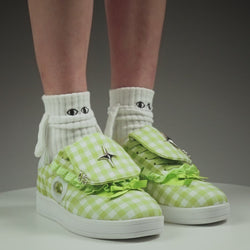 KOI Magic Turtles Gingham Flat Shoes - Green