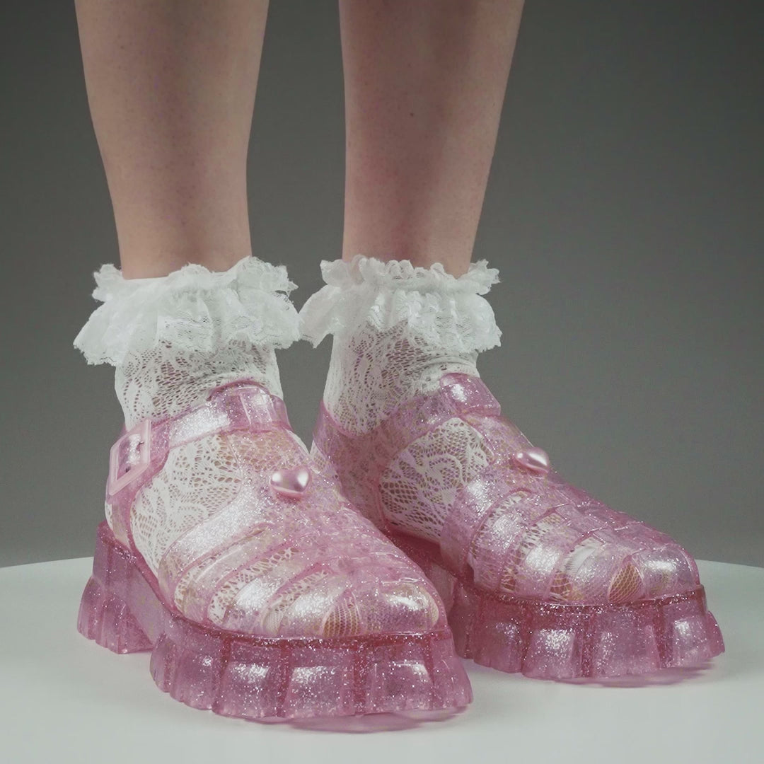 KOI Sunbeam Heart Jelly Sandals- Pink-Clearance