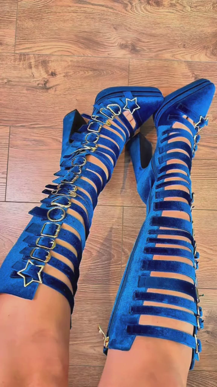 KOI Cyberspace Celestial Long Boots - Blue