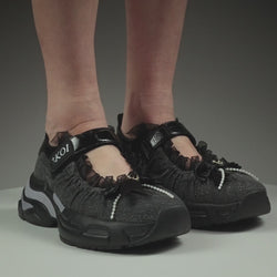 KOI Starlet Ruffle Ballet Mary Janes- Black