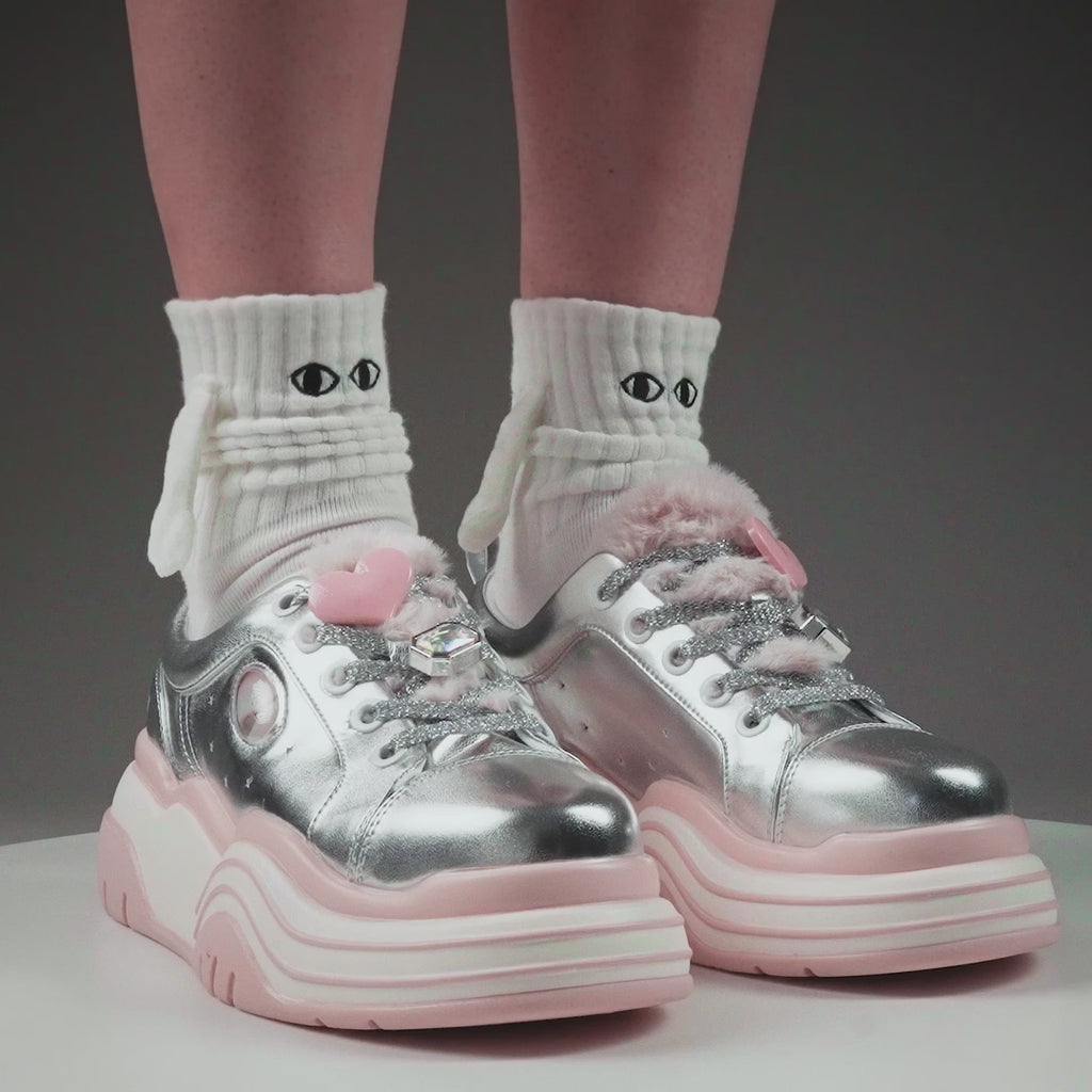 KOI Girlie Pop Chunky Trainers- Silver