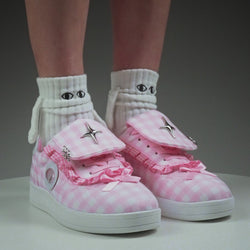 KOI Magic Rabbit Gingham Flat Shoes - Pink