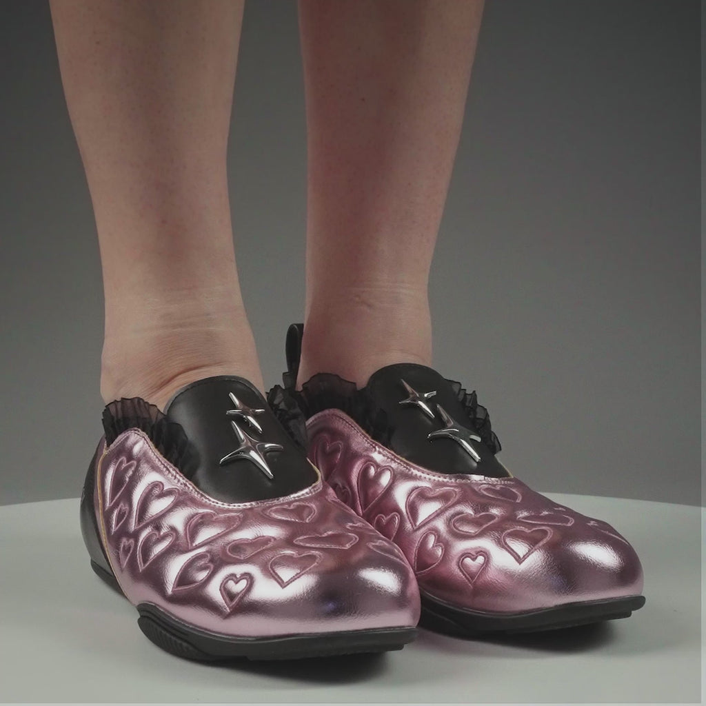 KOI Heartbreaker Sporty Slip On Shoes- Pink