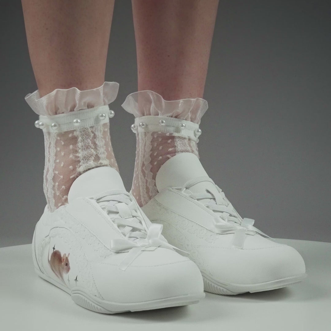 KOI Spellbound Sparkling Rat Lace Up Pumps- White-Clearance