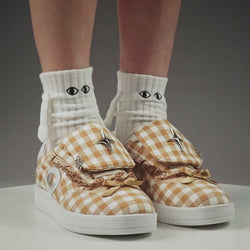 KOI Magic Teddy Bear Gingham Flat Shoes - Brown