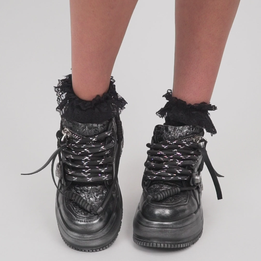 KOI Metamorphosis Distressed Platform Trainers - Charcoal-Clearance