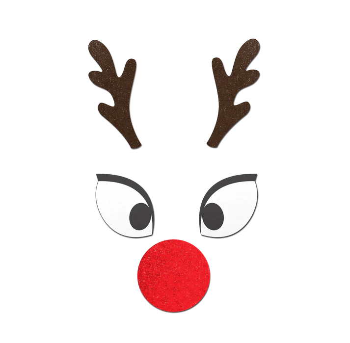Reindeer Boob Kit Pasties: Rudolph Eyes Nose & Antler Nipple Cover