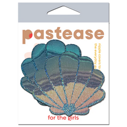 Mermaid Shells Pasties in Opalescent Seafoam Blue Seashell Nipple Covers