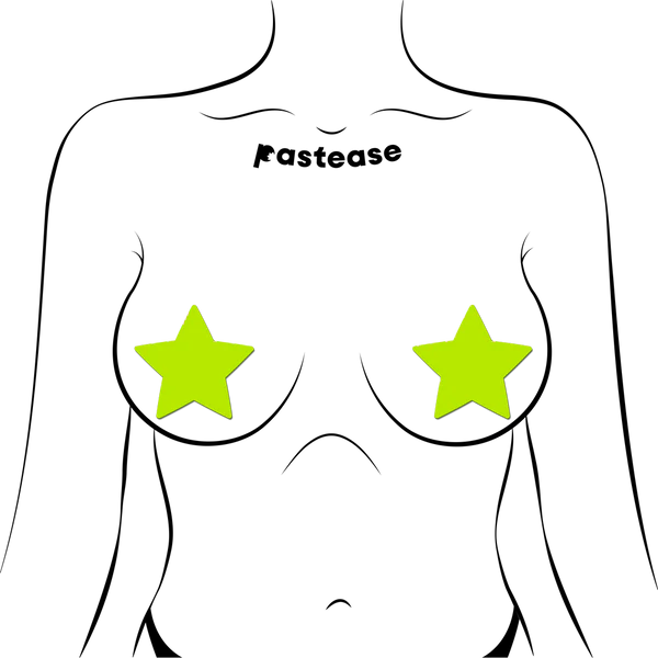 Star: Neon Yellow Pasties Glow in the Dark Star Nipple Covers