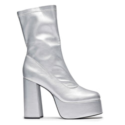 Delano Men's Silver Platform Heeled Boots