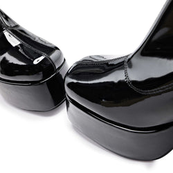 Delano Men's Black Patent Platform Heeled Boots
