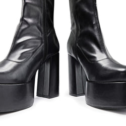 Delano Men's Black Platform Heeled Boots