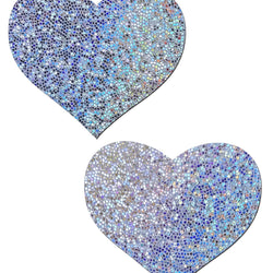 Love: Silver Glitter Hearts Nipple Pasties