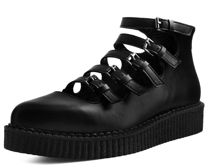 TUK A9417L Black TUKskin™ MultiStrap Pointed Mary Jane Creeper Shoefreaks.ca
