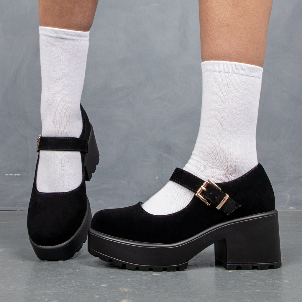 KOI TIRA Black Mary Jane Shoes 'Suede Edition'