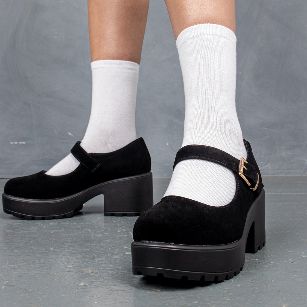 KOI TIRA Black Mary Jane Shoes 'Suede Edition'