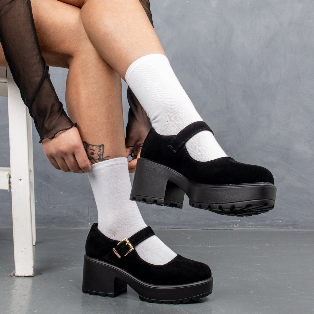 KOI TIRA Black Mary Jane Shoes 'Suede Edition'