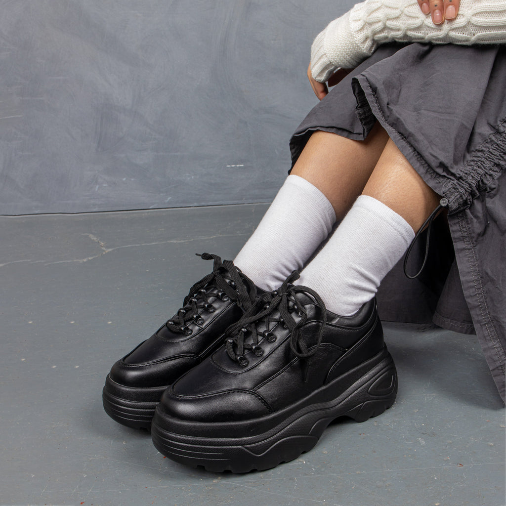 KOI Jennie Striker Black Chunky Bubble Trainers