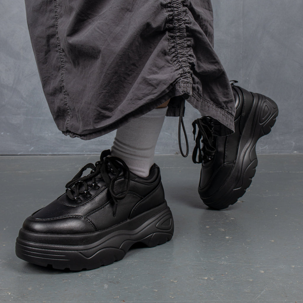 KOI Jennie Striker Black Chunky Bubble Trainers