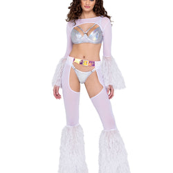 Sheer Shrug with Faux Fur Bell Sleeve