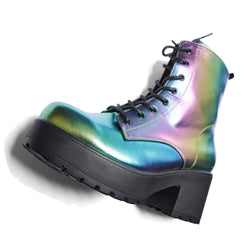 Bismuth Platform Military Boots - Rainbow