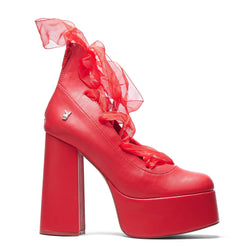 Playboy Infidelity Red Lace Up Heels