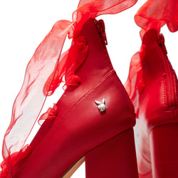 Playboy Infidelity Red Lace Up Heels