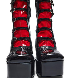 Ritual State Patent Long Boots - Red