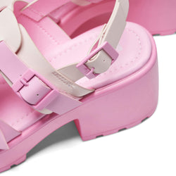 Sugar Season Chunky Buckle Sandals - Pink