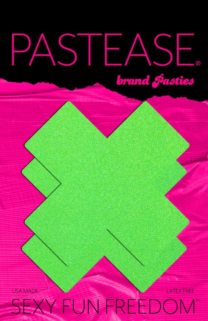Plus X: Neon Green (Blacklight Reactive) Cross Nipple Pasties