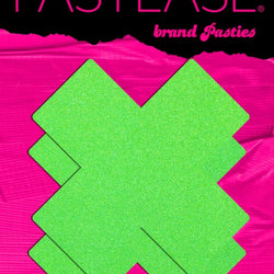Plus X: Neon Green Day-Glow Lycra Cross Nipple Pasties