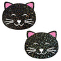 Kitty Cat: Happy Black Glitter Kitty Cat Nipple Pasties