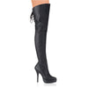 Pleaser CLASSIQUE-3011 Black Faux Leather Thigh High Boots